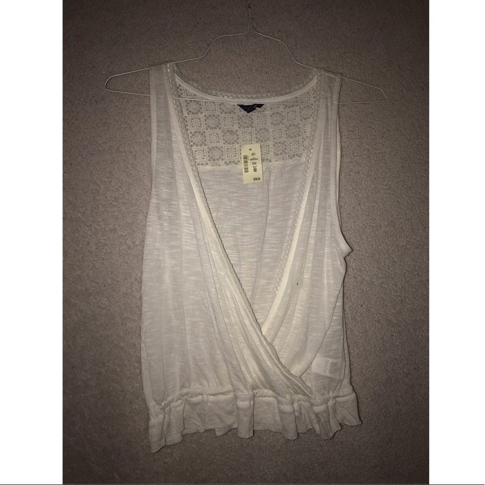 White tank top with lace backing *NEW WITH TAGS*